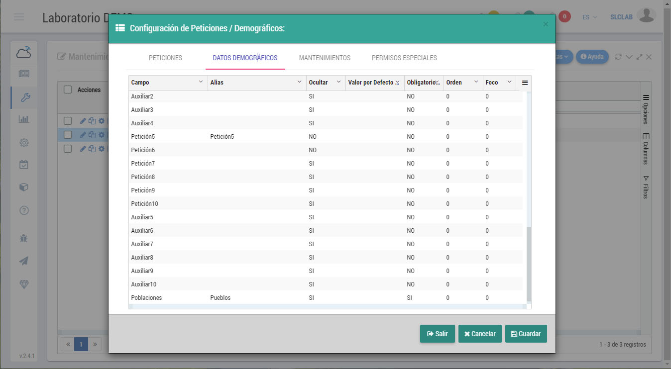 Auxiliary Fields Settings