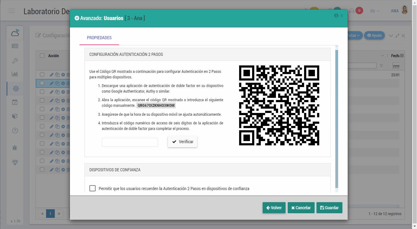 Configuración Autenticación 2 pasos