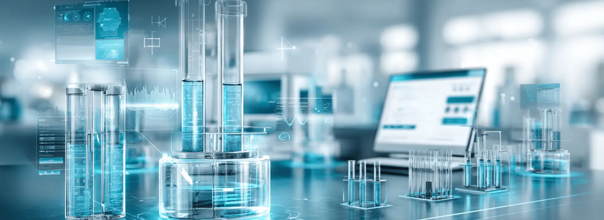 Laboratory technician reviewing results on an autoanalyzer screen connected to the LIMS