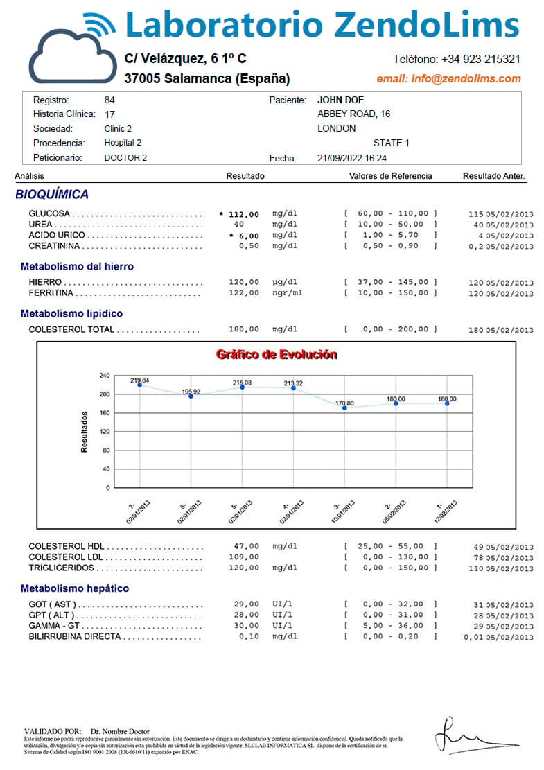 Example of Report in Spanish